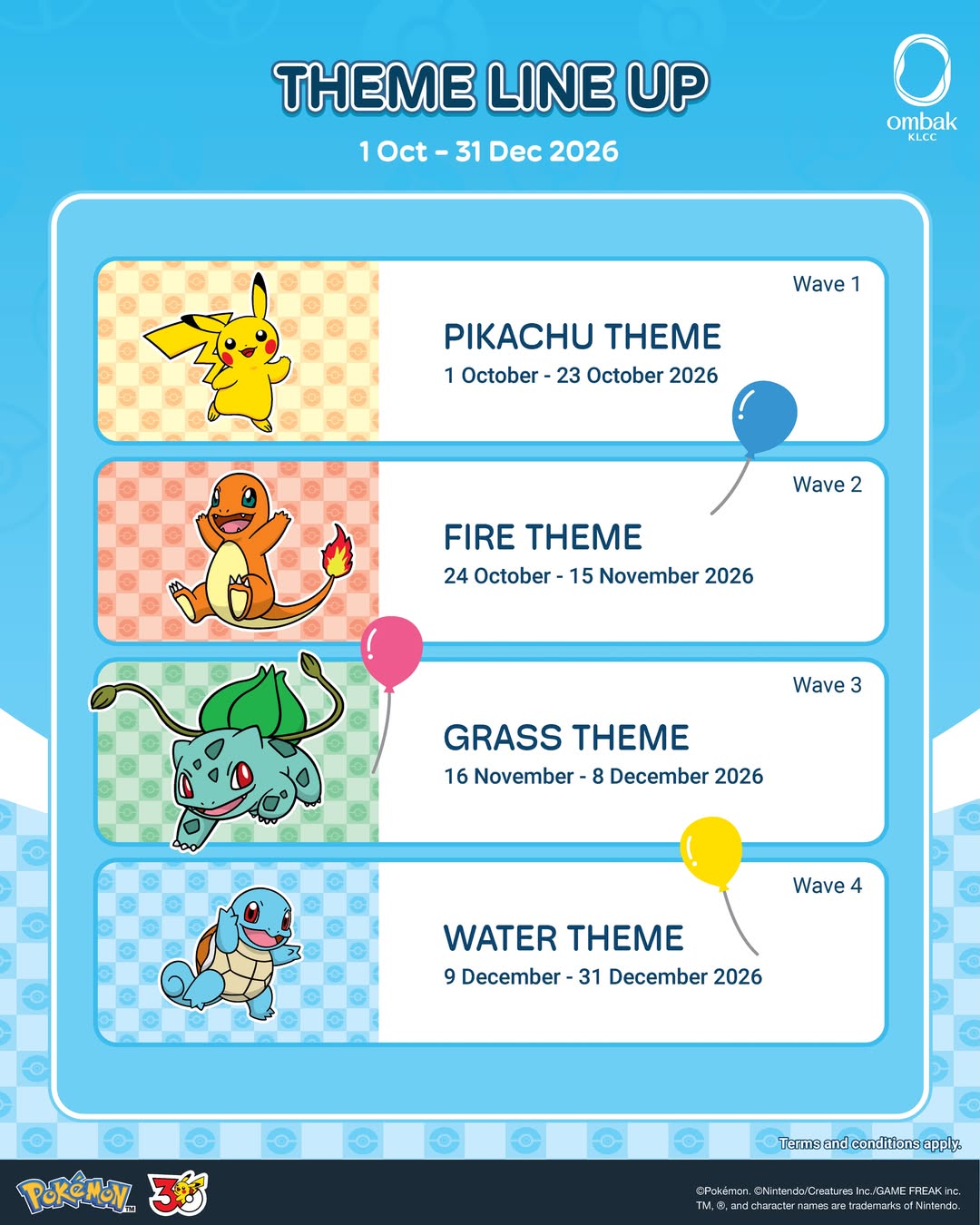 Ombak KLCC Unveils Pokémon 30th Anniversary Theme Line-Up